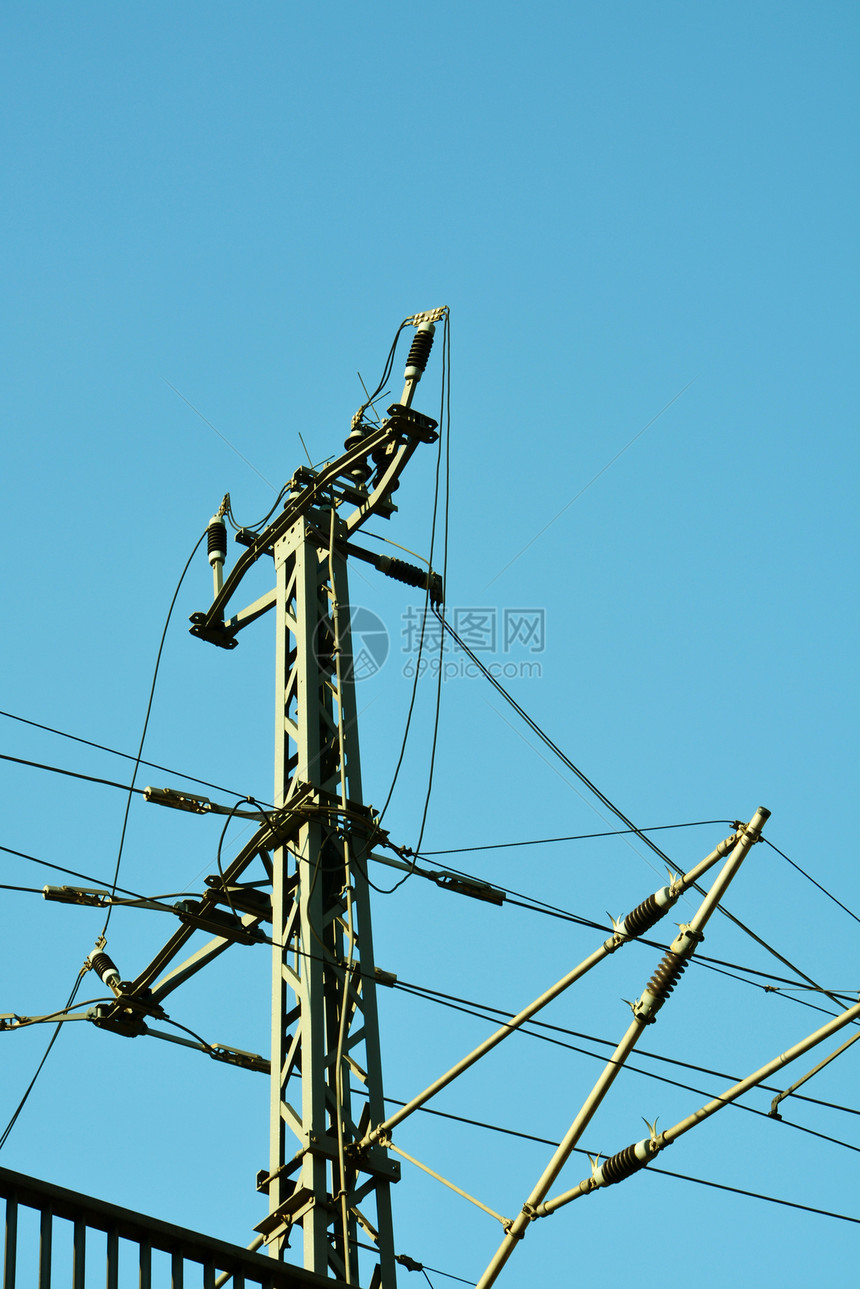 电线电缆电压活力电气力量蓝色天空图片