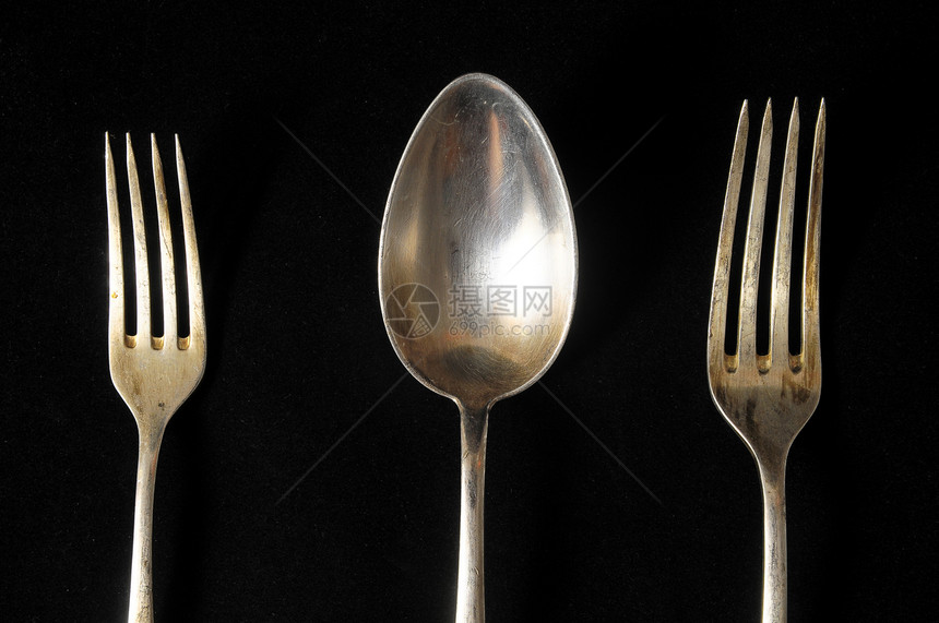 银银板件服务用具时间勺子餐具厨房白色吃饭金属银色图片