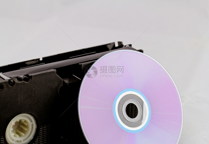VHS和DVD生产录像机塑料音乐朋友数据记录白色光盘国家标准图片
