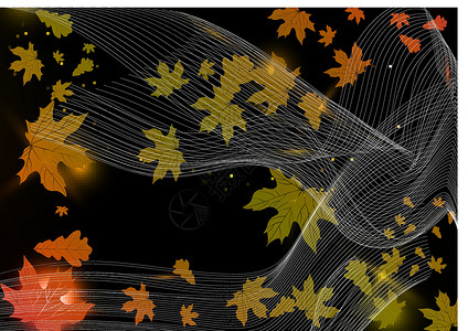 秋季背景摘要装饰销售叶子海报金子橙子插图风格漩涡网站背景图片