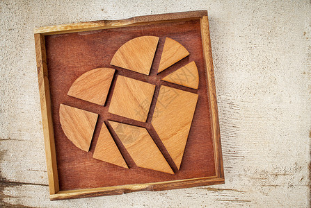心碎木头正方形粮食三角形白色游戏盒子背景图片