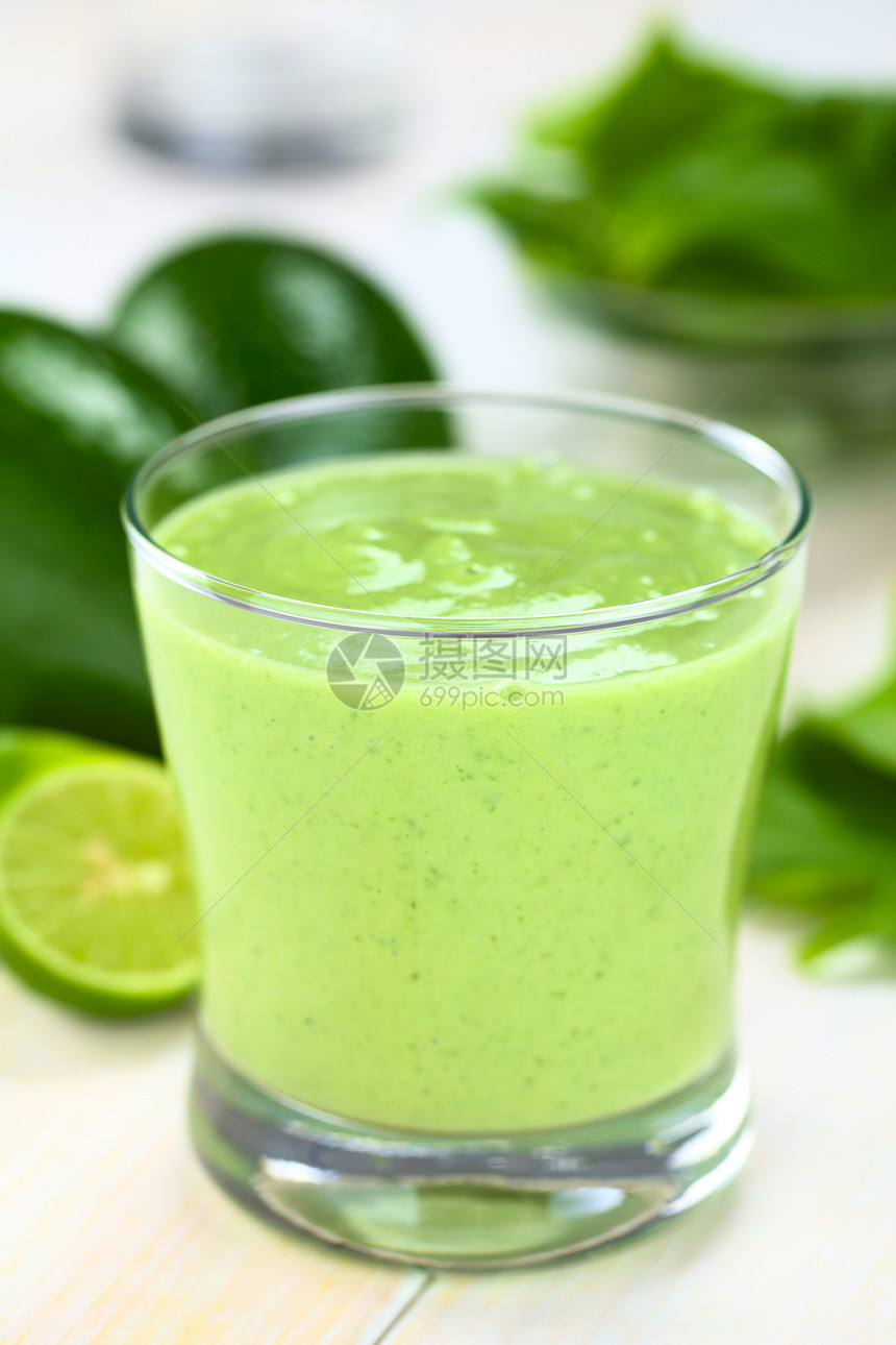 阿沃卡多和菠菜滑雪食物菠菜早餐果汁蔬菜泥状营养绿色饮食酸奶图片