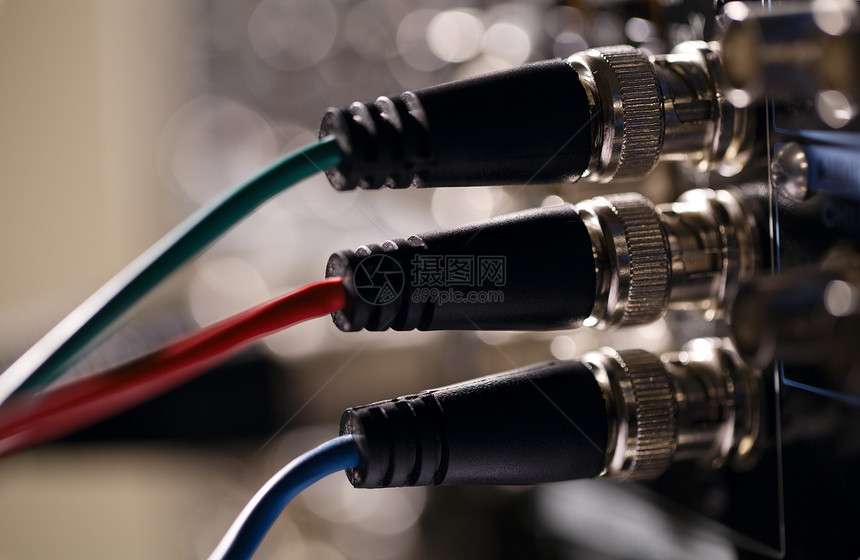 RGB视频电缆 在pro录音机格式播送宏观信号生产电视编辑绳索模拟技术图片