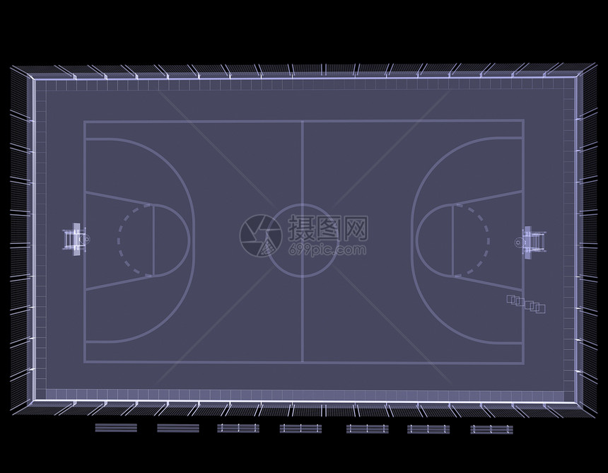 篮球法庭 X光游戏x射线蓝色篮子体育场x光健身房操场学校技术图片