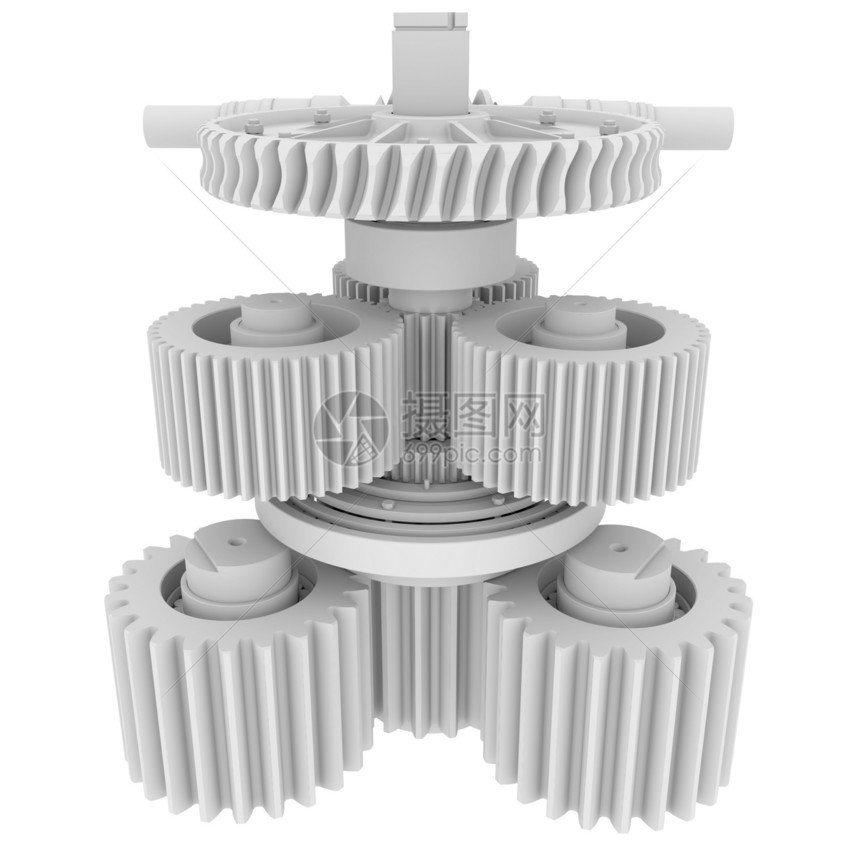 白轴 齿轮和轴承团体商业白色圆圈工业车削机器圆形团队技术图片