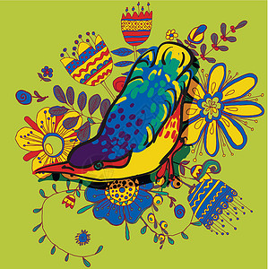 剑兰鸟的矢量图画飞行野生动物插图雀科荒野宠物叶子自由夹子翠鸟插画