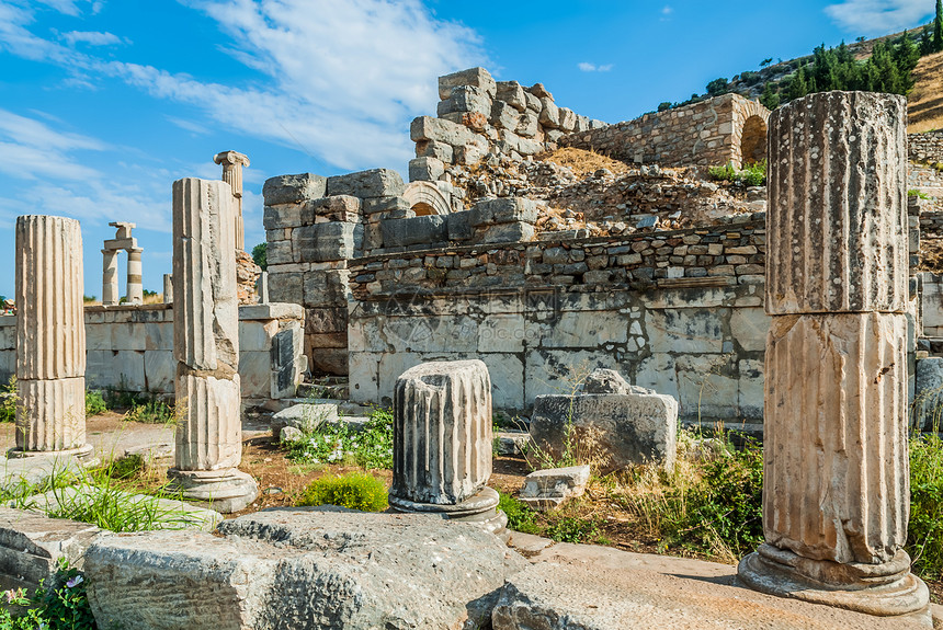 Ephesus 废墟 土耳其考古学图书馆地标考古建筑学柱子旅行目的地文化火鸡图片
