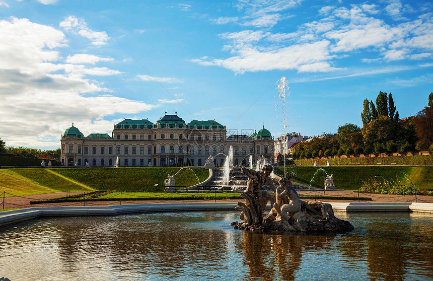 奥地利维也纳贝尔韦代尔宫殿建筑旅游公园花园旅行喷泉雕像博物馆水池建筑学图片