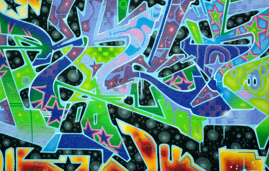古墙上涂着色彩多彩的涂鸦城市创造力艺术图片