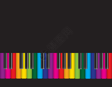 钢琴行配有多彩键盘的钢琴插画
