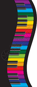 钢琴边框素材配有多色密钥的钢琴瓦维边框插图插画