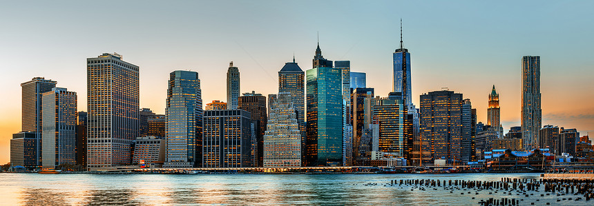 纽约市天线全景黄色景观摩天大楼建筑学天空办公室城市市中心旅行场景图片