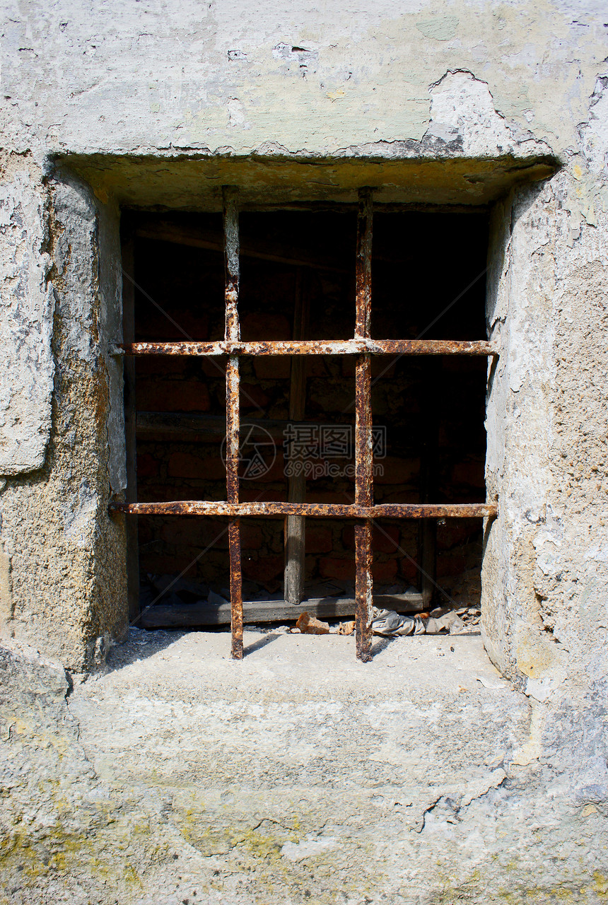屏蔽窗口石头古董框架安全金属房子建筑仓库废墟建筑学图片