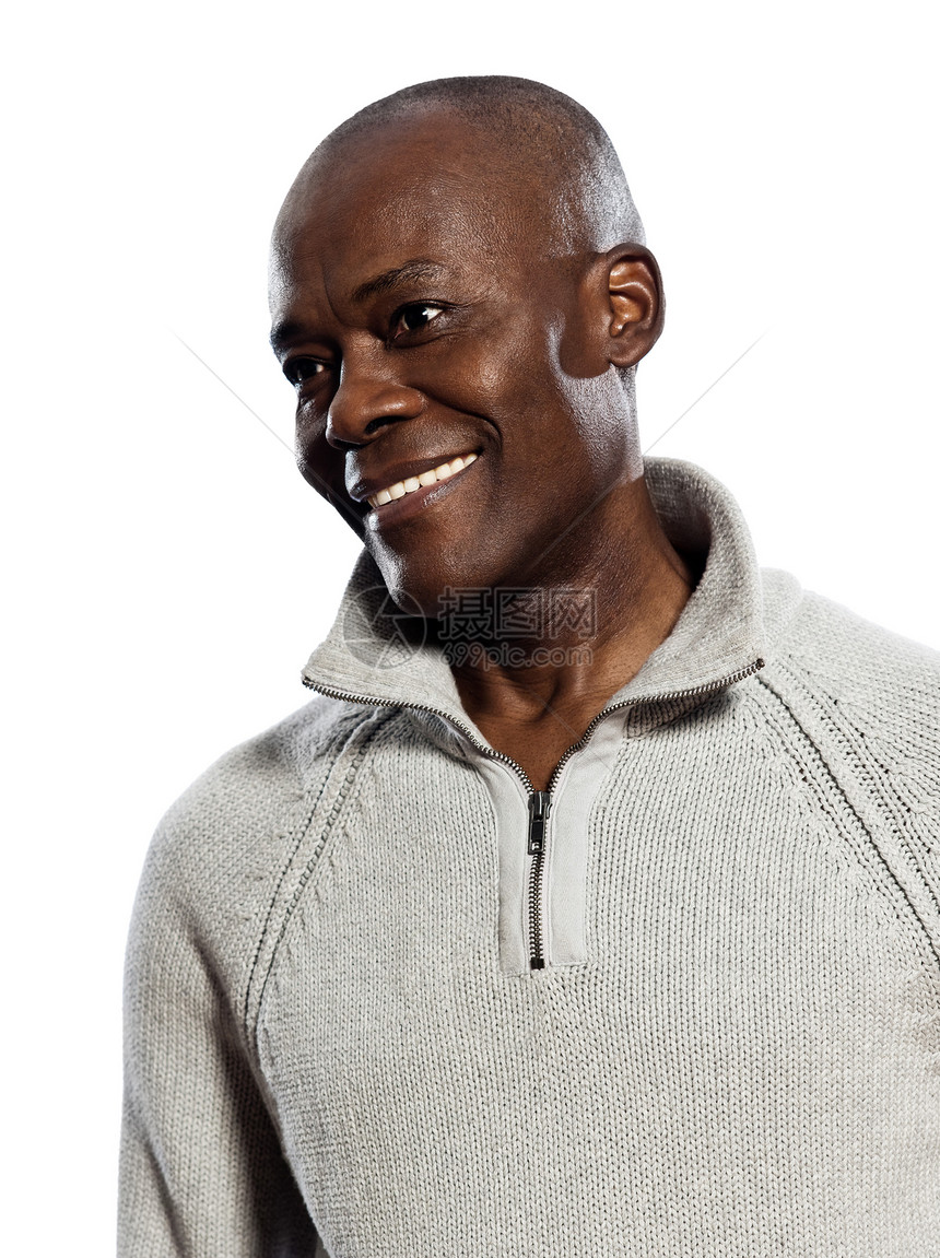 穿着随意穿戴微笑的非洲男子肖像黑色冒充爆头男人男性休闲装衣服快乐图片