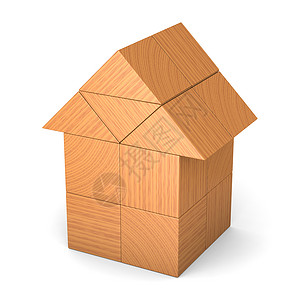 由立方体制成的玩具房屋教育童年木头幼儿园建筑积木房子背景图片