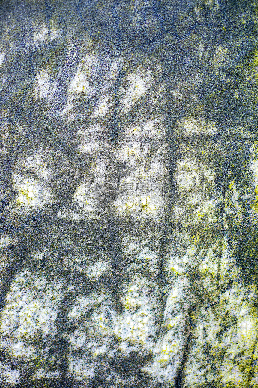 带有现代绘画的旧铜板挫败灰色苔藓房子蓝色艺术铸工线条花园绿色图片