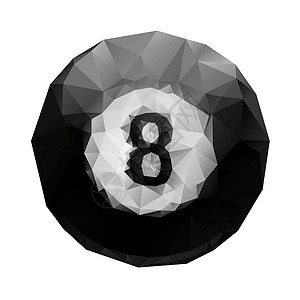 台球黑8抽象的几何多边形 8球比目鱼设计图片