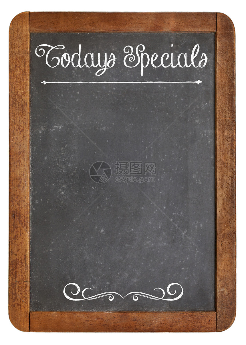 今天的黑板特餐框架餐厅白色空白粉笔菜单木头黑色石板图片