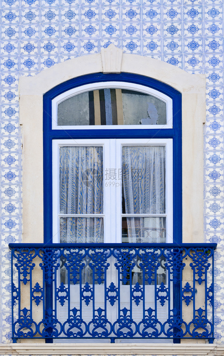 陶瓷砖繁荣房子手工建筑学窗帘艺术建筑蓝色金属玻璃图片