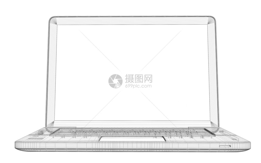 膝上型电脑 电线框架蓝图机动性插图创新绘画骨骼金属笔记本监视器网络图片