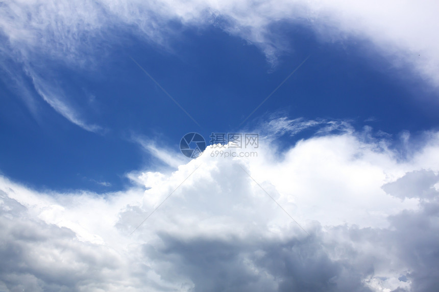 蓝蓝天空积雨蓝色气候雨云沉淀天气空气云雾水分晴天图片