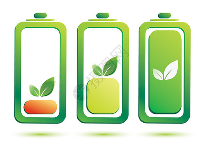 水果电池生态电池充电级别 矢量图标集插画