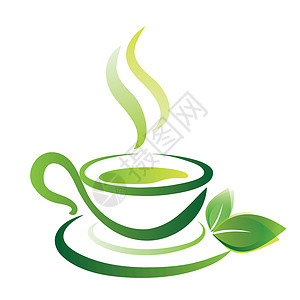 绿色茶杯图标的矢量草图背景图片