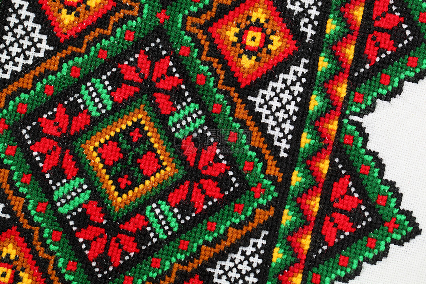 乌克兰民族 刺绣亚麻缝纫文化纺织品娱乐艺术红色菱形黑色夫人图片