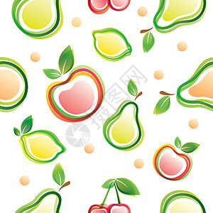 水果无缝模式甜点叶子墙纸插图浆果橙子农业季节食物卡通片背景图片