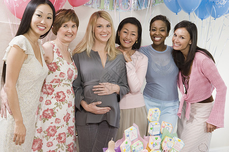 参加婴儿淋浴的妇女庆典群体活动怀孕腹部成人女性肚子外表一条线背景图片