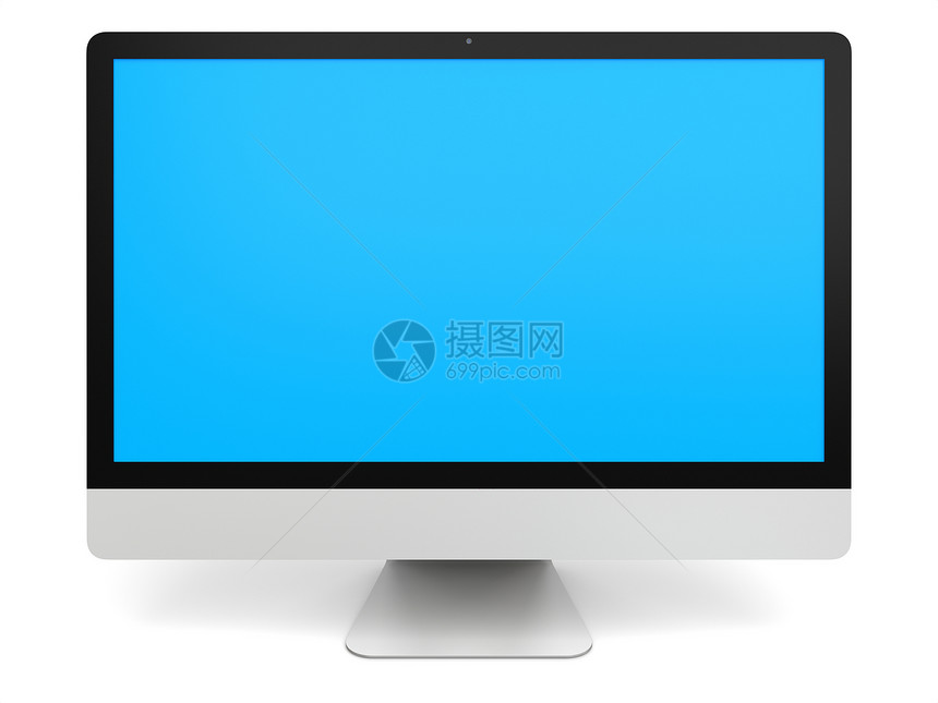 蓝色屏幕台式计算机插图监视器桌面展示技术商业互联网白色办公室电脑图片