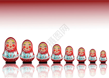 俄罗斯套娃玩具马特里亚什卡语Name收藏娃娃矩阵套娃相似度纪念品红色玩具团体木头插画