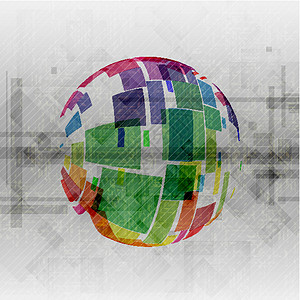 具有多彩色彩的设计商业线条圆形全球技术网络世界圆圈数据背景图片