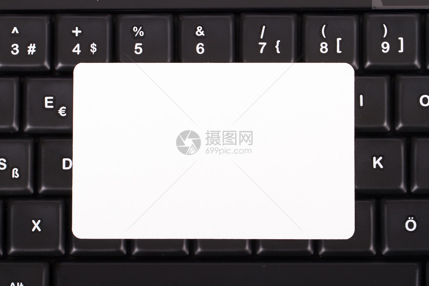 键盘上的卡片空白电子标签沟通钥匙电脑黑色硬件宏观白色图片