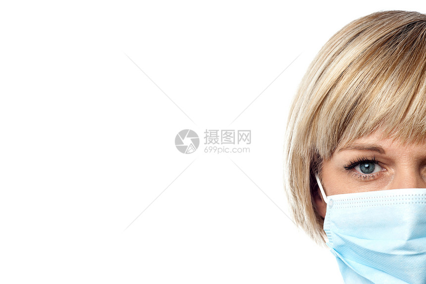 戴面罩的女护士医院实验室口罩专家外科女性中年裁剪临床保健图片