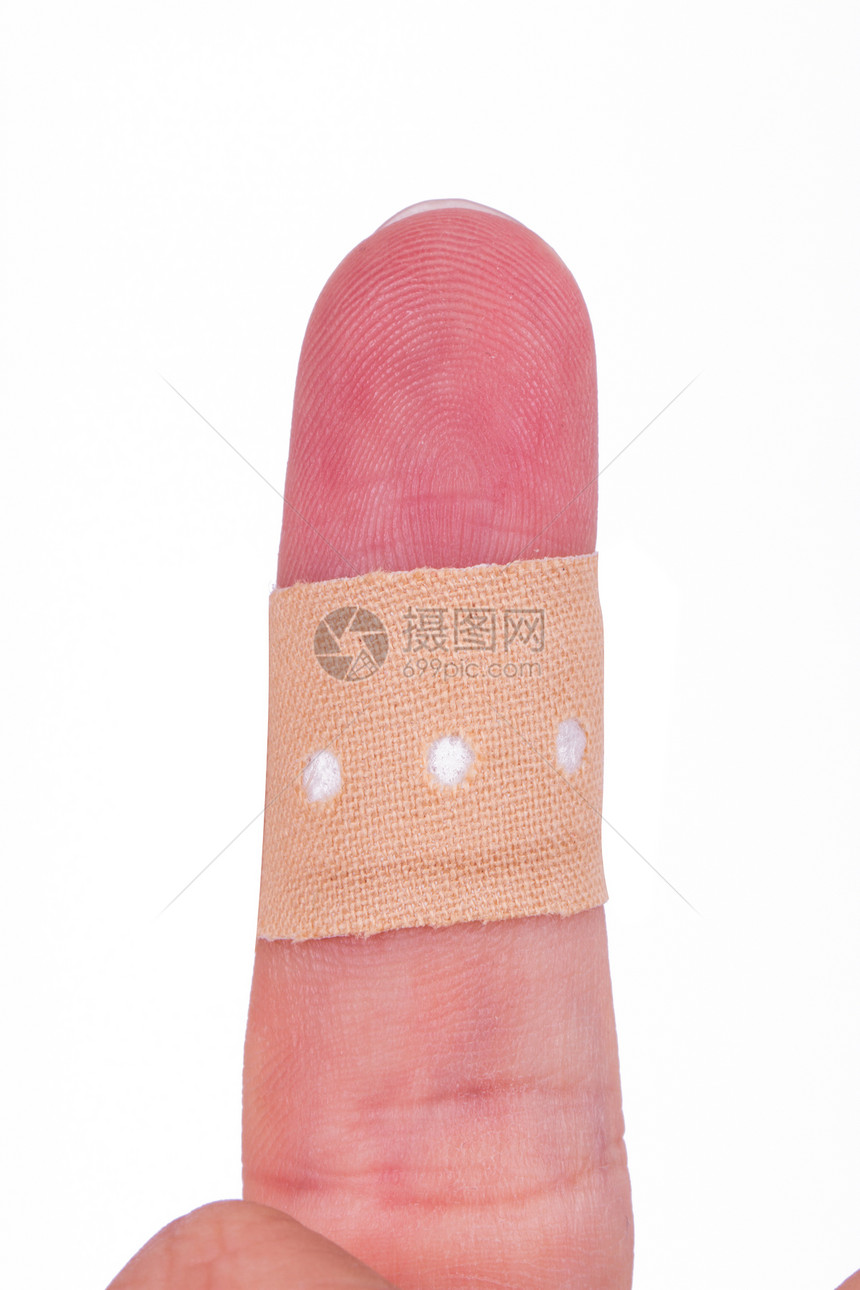 指数手指的粘合带乐队橙子磁带伤害白色安全情况治疗工具药店图片
