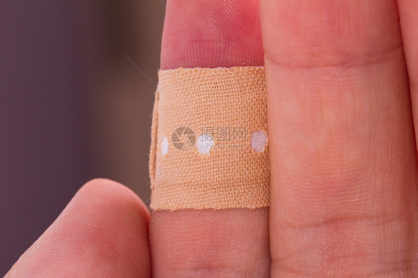 指数手指的粘合带石膏橙子伤害治疗安全塑料乐队工具磁带情况图片