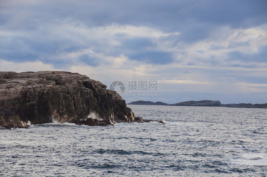 海洋岩石天空海景群岛波浪蓝色图片