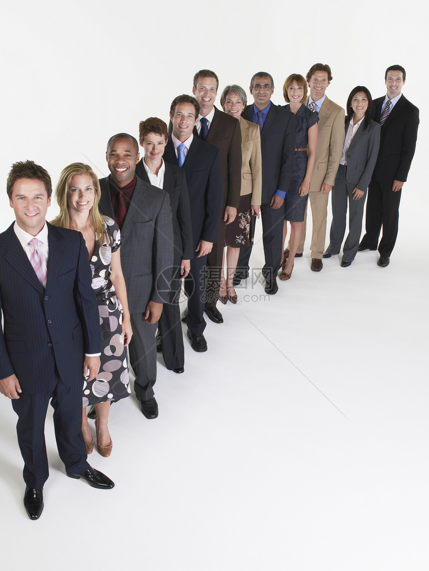 商业界人士组织大群人正装多样性影棚微笑女性团队生意人男士商务图片