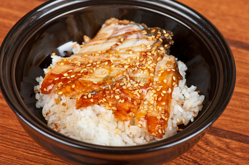 与大米盘子美食食物教师餐厅大学午餐海鲜营养鳗鱼图片