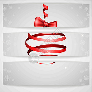 圣诞丝带弓白色雪花丝带横幅背景图片