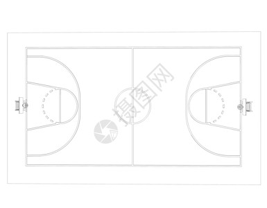 篮球场平面图篮球场 电线框架学校团队操场比赛插图木板游戏地面竞技场体育场背景