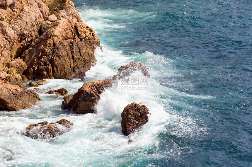 黑海海洋地平线植物支撑假期蓝色爬坡岩石全景太阳图片