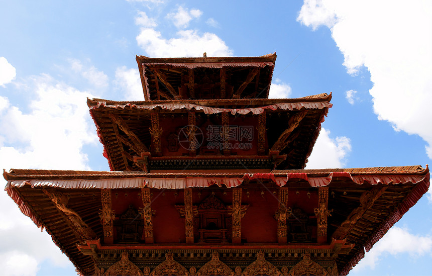 Durbar广场大楼     古城的印度教寺庙建筑精神传统建筑学正方形宗教历史性旅行蓝色场景图片