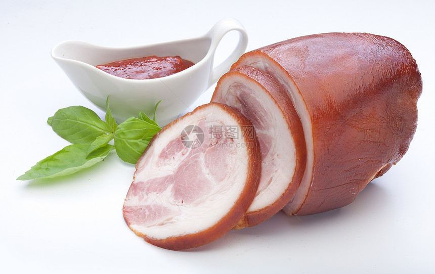 猪爪熏制食物绿色红色白色美味猪肉生产图片