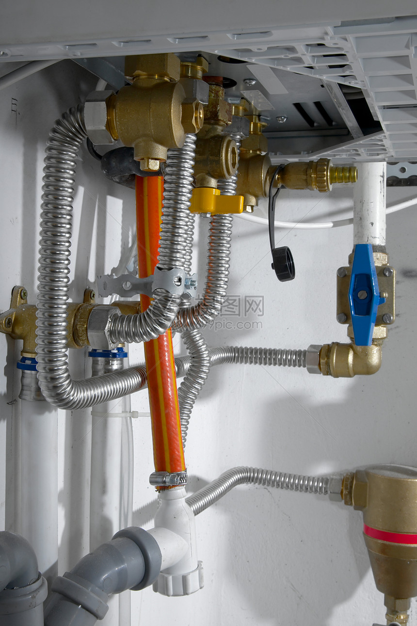 暖热管道活力力量气体家庭管子金属安装房子器具锅炉图片