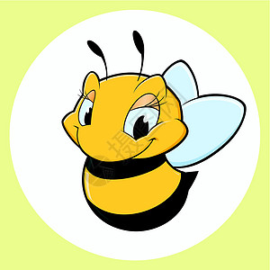 卡通蜜蜂插图吉祥物小动物乐趣快乐昆虫漏洞孩子熊蜂微笑背景图片