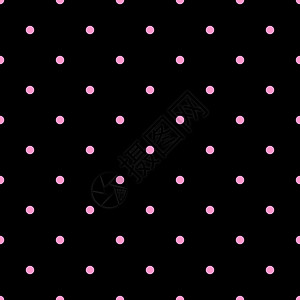 无缝矢量模式 在黑色背景上带有甜粉粉红波尔卡点背景图片