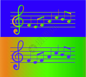 色彩多彩的音乐音符职员漩涡状曲线温室流动作品节日作曲家笔记黑色背景图片