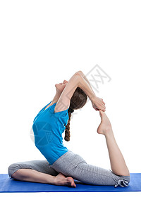 Yoga     单独进行瑜伽的年轻美女成人训练姿势女孩白色女士运动讲师教练禅意背景图片